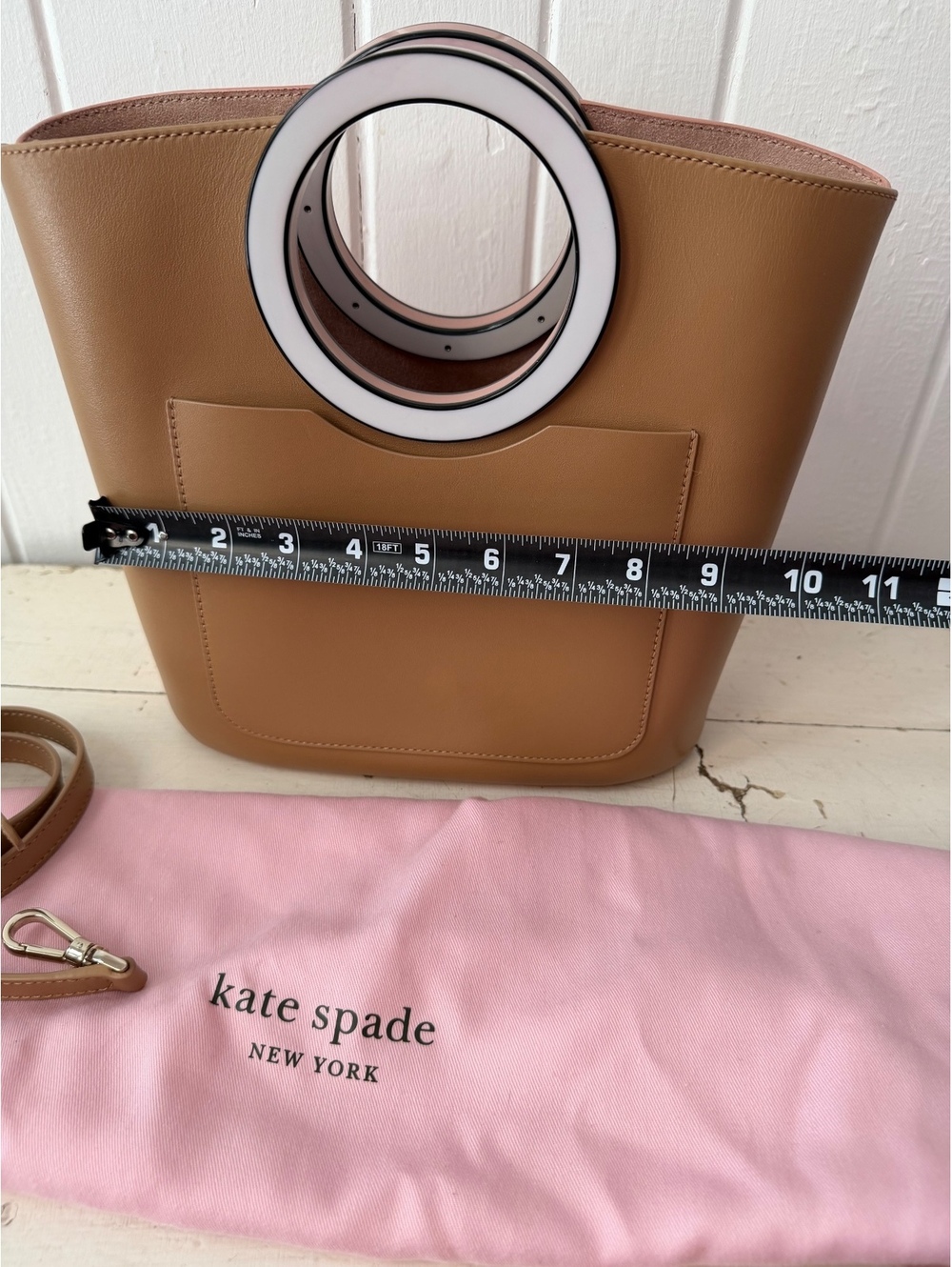 Kate Spade New York Two-Tone Leather Bucket Bag with Detachable Strap and Dust P - Picture 7 of 8